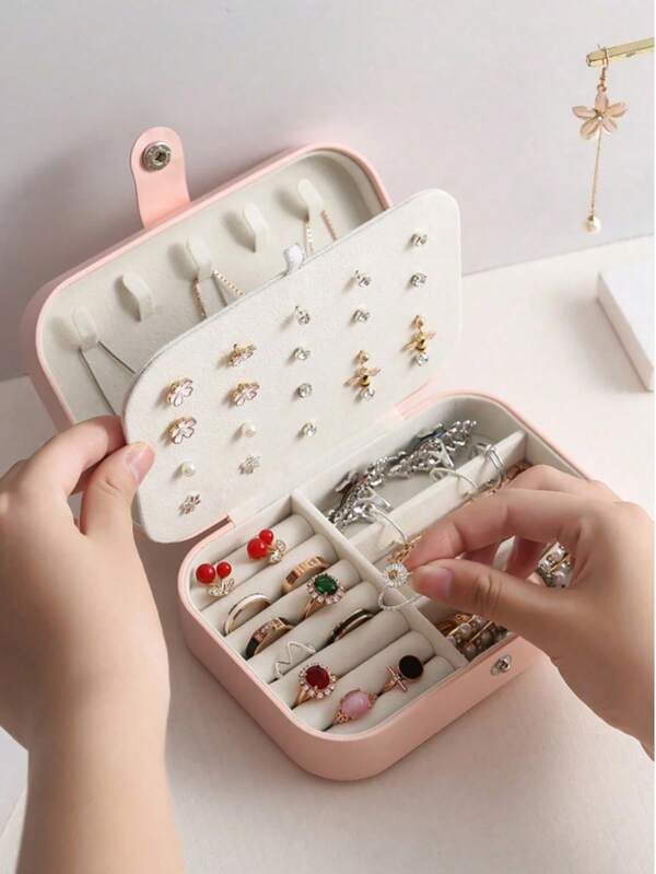 1pc Portable Small/Large Jewelry Box, Exquisite Necklaces, Rings, Earrings And Other Accessory Jewelry Box, Valentine's Day Gift, Earrings, Necklaces, Rings And Other Small Jewelry Home Decoration Treasure, Perfect Appearance, Valentine's Day, International Women's Day, Anniversary, Beach, Bathroom, Bedroom Collection For Women Storage Organizer Travel Essentials Back To School Dormitory Storage