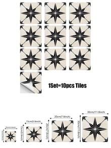 Boho Geometric Spanish Talavera Mosaic Tile Stickers 10Pcs 10/15/20/30cm Glitter Crystal Film Waterproof Oil Proof Removable No Residue Easy Clean Easy Install PVC Peel And Stick Renter Friendly Kitchen Backsplash Accent Wall Cabinet Cover Home Decor - Multicolor - View 4