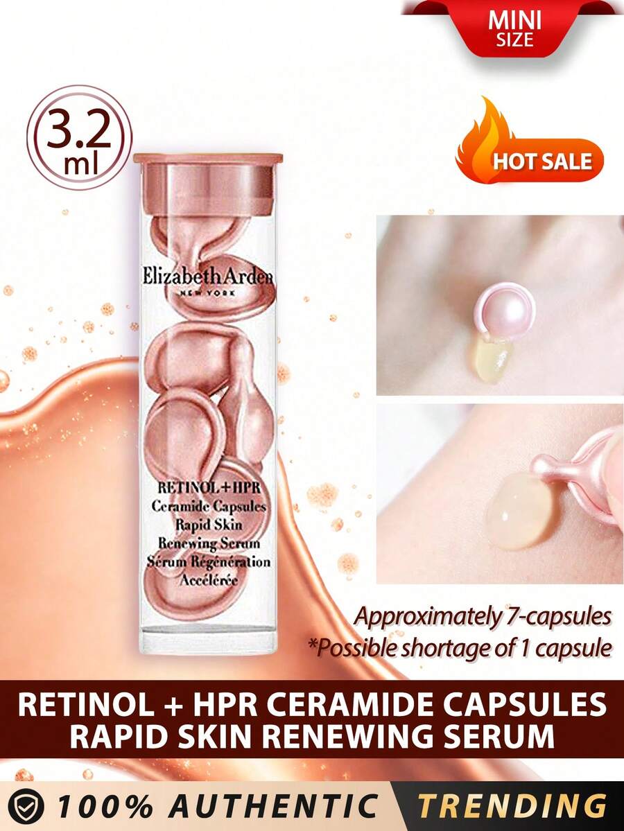 Elizabeth Arden [Mini] Retinol + HPR Ceramide Capsules Rapid Skin Renewing Serum 3.2ml / 7-Piece / Visibly Reduces Wrinkles In 7 Days1 Without Irritation2 And Leaves Skin With Improved Texture And Tone. Gentle Formula Can Be Used Day And Night. Our Retinol Capsules Are Sealed To Keep Light & Air Out To Ensure This Is The Freshest, Most Potent Form Of Retinol Without A Prescription. - Pink 3.2ml/7-piece - View 1