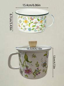 1套搪瓷快餐锅带柄带盖黄油罐加厚彩色搪瓷面碗复古洋瓷铁饭锅多功能调料收纳锅学生用品