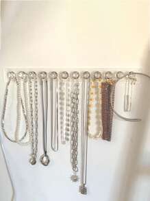 1 件亚克力壁挂式珠宝收纳架 - 重型 500 克容量方形收纳架，适用于项链、手镯、耳环和戒指 - 节省空间的耐用塑料展示架，适用于家庭或精品店，简约设计，透明材质，悬挂式珠宝收纳架