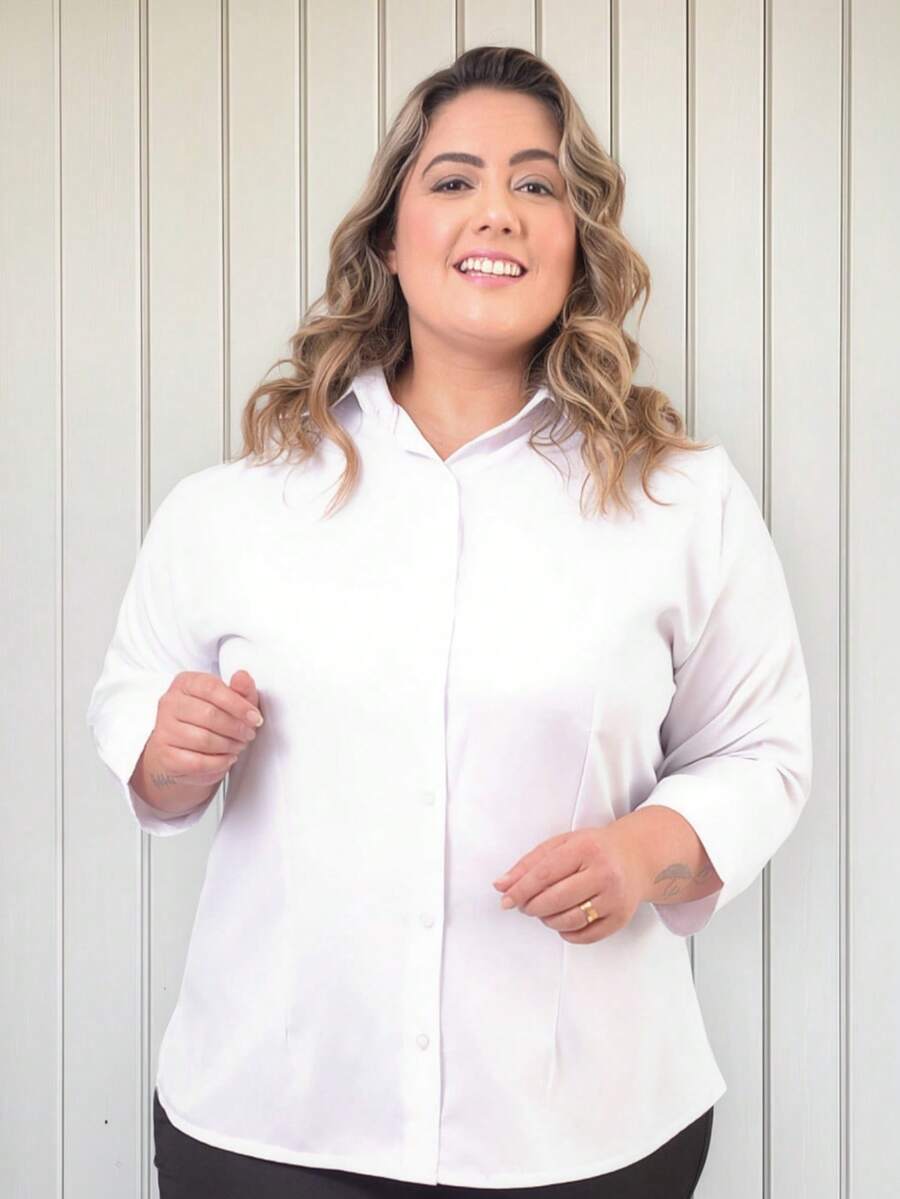 Women's 3/4 Sleeve T-Shirt Plus Size Gg Xgg G2 G3 - 白色 - 查看 1