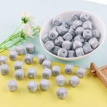 15件/26件，12MM灰色字母（A-Z）硅胶方珠，适合DIY手工吊坠装饰，适合DIY珠宝制作、钥匙扣、手链、挂绳和笔珠，钥匙扣制作材料 - 彩色 - 查看 2