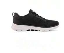 Skechers Women's Lightweight Comfortable Breathable Shock-Absorbing Supportive Walking Shoes - Black and White - View 5
