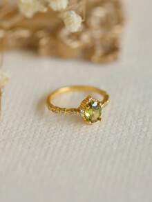 Delicate Charm  Imitation Peridot  Ring For Women Wedding Engagement Jewelry Minimalist Stackable Ring Birthday Anniversary Christmas Gift - Vàng - Xem 6