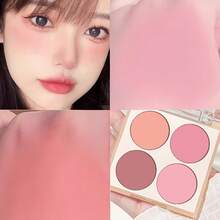 Paleta de colorete de 4 colores, paleta de maquillaje con iluminador mate color melocotón desnudo y contorno - Multicolor - Ver 8