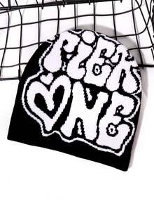 1pc Men's TiER NG Letter Jacquard Knitted Hat, European And American Style, Multicolor, In Stock, Autumn/Winter, Warm And Cold Proof, Valentine's Day Valentines Beanie Fall Outfit - Multicolor - View 18