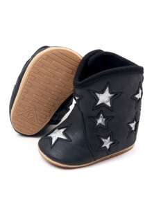 1 Pair Of Infant Shoes, Warm And Thick Boots In Autumn And Winter, Retro British Cowboy Design, Suitable For Indoor Slip-Resistant Learning To Walk, Soft Flat Shoes For Infants.