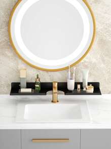 1 buc. Suport de depozitare montat pe perete în baie, suport de depozitare în fața oglinzii de baie, suport de depozitare pentru robinet, ușor de instalat, nu necesită găurire, potrivit pentru depozitarea robinetelor în baie, toaletă sau bucătărie