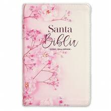 Biblia Letra Grande 12 Puntos Para Mujer RV1960 Imit Piel Rosada Floral - Single Book - View 1