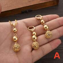 1 套金色镂空珠宝套装，优雅耳环和项链 2 件简约套装，非洲阿拉伯欧洲珠宝礼物，适合节日、婚礼、订婚 - 金黃色 - 查看 11