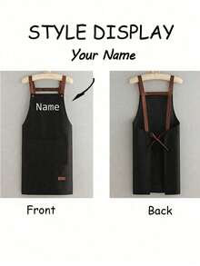 1pc Customized Kitchen Cooking Apron, Custom Print Apron - Personalized Cooking Apron, Custom Logo Apron, Chef Apron, Custom Name Apron, Gift For Bakers, BBQ Apron, Kitchen Apron, Modern Polyester Oil-Proof Apron, Black Kitchen Apron, Polyester Apron For Garden, Kitchen And Housework Perfect For Home, Restaurant, And Kitchen Cooking, Suitable For Mother's Day, Wedding Season, Graduation Season, Gifts For Family And Friends