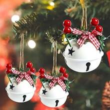 3pcs,Red And White Bell Christmas Tree Decorations, Holiday Party Pendants - The Perfect Choice For Christmas, Winter Holidays And Birthday Party Gifts As Well As Home Decorations Christmas Decorations Room Decor Christmas Decorations Home Christmas Gifts Christmas Decor - Multicolor - View 4