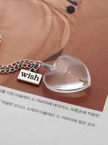 1 件许愿心蒲公英真干花吊坠项链，送给朋友、女朋友、妻子、爱人的理想礼物 - 銀色 - 查看 10