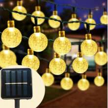 Luces de hadas con bola de cristal con energía solar | 8 modos de iluminación | Opciones de luz cálida, blanca, de colores y azul | Luces solares para exteriores IP65 con 20/50/100 LED para jardín, porche, patio, jardín de cerveza, boda, fiesta, Navidad y Halloween | Regalo perfecto para el hogar, la oficina, el dormitorio, el hotel, la fiesta, el restaurante, luces de hadas para exteriores