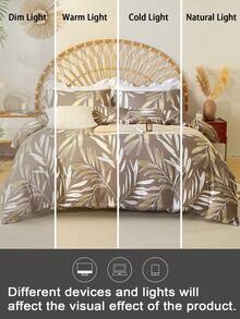 Bộ ga trải giường 3 món họa tiết lá và hoa (1 vỏ chăn và 2 vỏ gối), mềm mại và thân thiện với da, phù hợp cho mọi mùa. - Nhiều màu - Xem 8