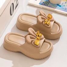 Women's Cute Casual Sandals, Summer New Arrival - Cartoon Doll Decor, Thick Sole Slippers - 卡其色 - 查看 1