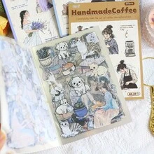 20 folhas de adesivos PET pré-cortados para decoração de livros, adesivos transparentes para scrapbooking, diário, colagem, decoração, álbum, diário, adesivos para material escolar, volta às aulas