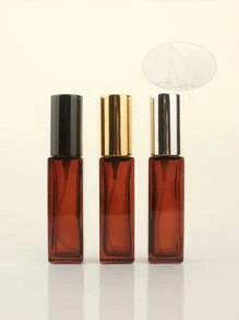 3pcs/6pcs/12pcs/18pcs 10ml Square Glass Refillable Makeup Toner Perfume Small Sample Transparent Fine Mist Spray Bottle, Black/Amber, With Funnel Atomizer, Rose Gold/Purple/Pink