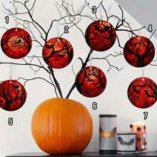 1 套个性化桌面装饰竹耙沙盘、万圣节沙盘装饰、微景观沙盘工艺品、7 件万圣节和圣诞树装饰 - 亚克力哥特式蝙蝠悬挂装饰，用于节日展示，无需电源，无羽毛配件，适用于家庭和派对装饰