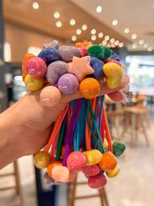 Set da 10 elastici per capelli multicolori semplici per bambine, accessori per capelli resistenti, fasce per capelli versatili, corda per capelli, adatti per l'uso quotidiano.