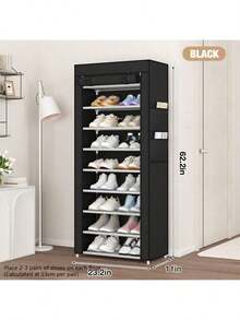 带盖鞋架，5-10 层高鞋架，大容量鞋架，节省空间，适用于衣柜、玄关、宿舍、卧室 - 彩色 - 查看 17