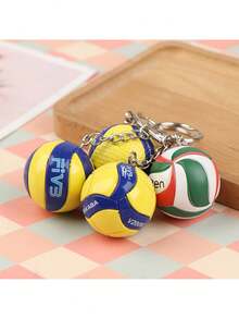 1 件时尚 3.8 厘米足球/排球 PVC 钥匙扣，PVC 排球钥匙扣配件，商务排球礼品，沙滩球运动员礼物，男女学校汽车配件可爱哥特 Y2k - 彩色 - 查看 2