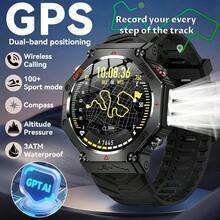 1pc Real GPS Smart Watch For Men, Dual-Band GPS Positioning, LED Flashlight, 3ATM Waterproof, 530mAh Battery, Wireless Call/Dial, Info Push, ChatGPT, Fitness Tracker, Heart Rate/Sleep Monitoring, Compass, Altitude, Barometer, 100+Sport Modes Smartwatch T-REX 3, Compatible With Android IOS