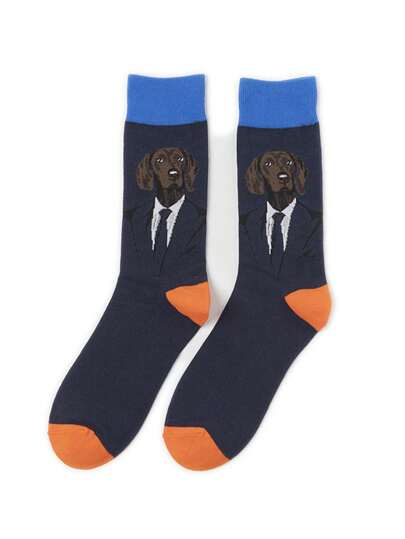 1 paire de chaussettes tube pour hommes avec motif de petit chien thématique. Un incontournable pour les amateurs d'animaux ! Chaussettes convenant aux loisirs quotidiens, respirantes et anti-odeur, confortables, douces et élastiques. Cadeaux parfaits pour les fêtes et événements sociaux, adaptées à toutes les saisons, unisexes, chaussettes d'automne