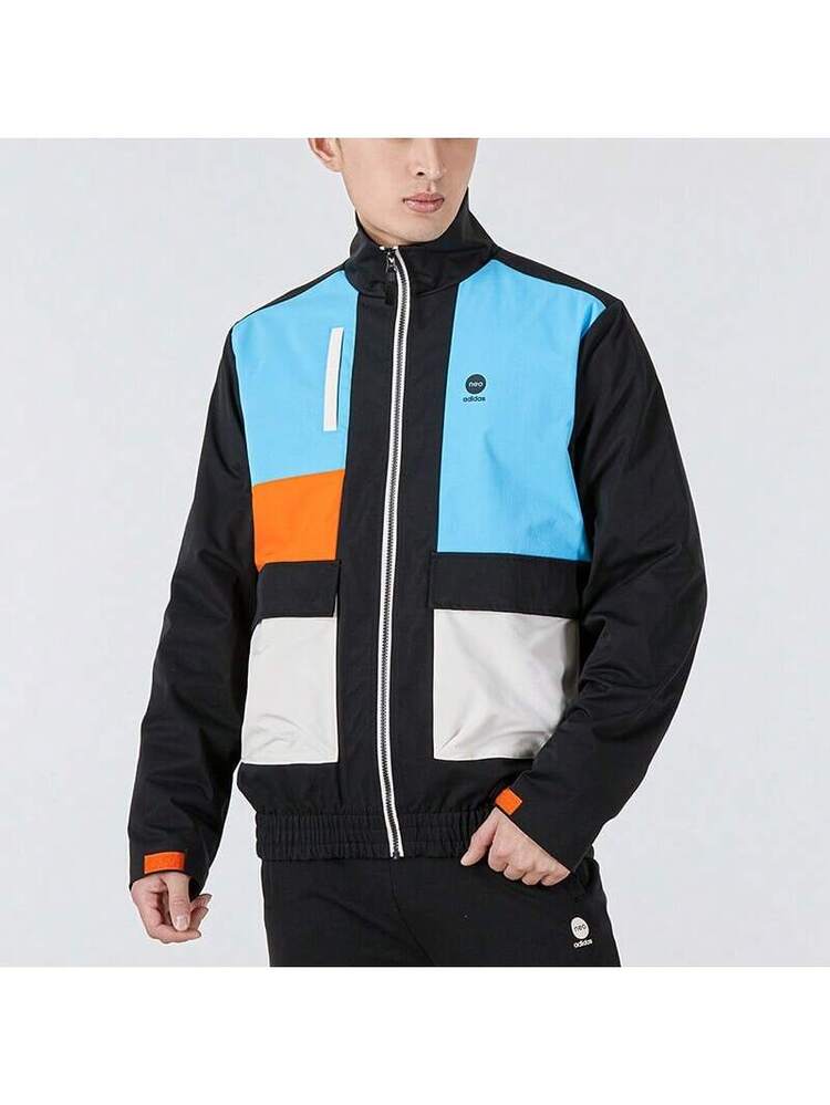 Adidas Men's Jacket, Sports Casual Fashion Color Block Stand