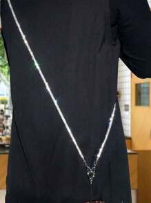 1pc Silver Super Shiny Luxury Rhinestone Lanyard Long Crossbody Chain, Women Sparkly Phone Hanging Strap, Fashion Bag Strap With Rhinestone Decorations, Comes With Clear Clip