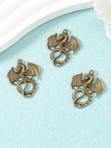 10pcs/Lot Dragon-Shaped Zinc Alloy Charms For DIY Jewelry Making - Antique Silver Color - 28x35mm Size - Perfect For Necklaces And Bracelets - Antique Silver - View 8