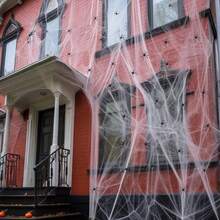 1 Set Of Soft Spider Web Halloween Decoration, Including Fake Spiders, Super Stretchable Spider Web, Suitable For Indoor And Outdoor Halloween Party Supplies - الأسود - مشاهدة 8