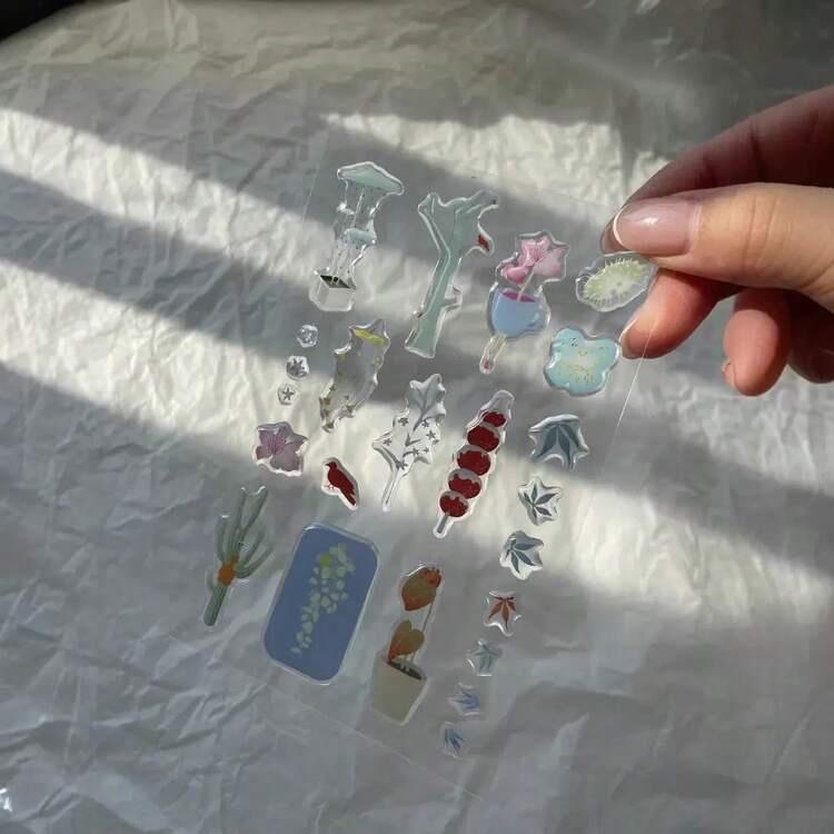 可爱的青苹果果冻树脂贴纸，DIY笔筒，电脑，手机装饰，夏季海洋元素，计划簿剪贴簿贴纸 - 彩色 - 查看 16
