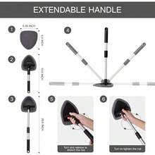 11pcs Auto Windshield Cleaning Kit With 6 Reusable Microfiber Pads, 2 Spray Bottles, Extendable Handles - Green, Popular Auto Cleaning Essential - 灰色的 - 查看 4