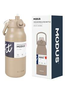 1700ml Stainless Steel Travel  Bottle With Vacuum Insulation White For Coffee Water With Handle Camping And Trail MODUS - Màu be - Xem 2