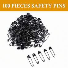 100PCS Safety Pins, Small Safety Pins, 0.8 X 0.2 Inch Safety Pins Bulk, Black Safety Pin Pins, Rust Resistant Safety Pins For Clothes, Sewing, Crafts, Paper - 黑色 - 查看 8