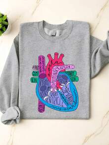 Heart Anatomy Sweatshirt, Cardiologist Anatomical Heart, Nursing School Sweater, Medical School Student, Cardiac Nursing, Heart Nurse, Nurse Grad Gift IT-3601 - 灰色 - 查看 1
