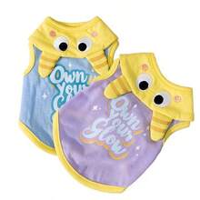 Popular Monster Print Dog Vest Top, Lightweight, Suitable For Spring/Summer, For Medium To Small Breeds Like Teddy, Poodle