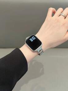 1 Pc Diamond Bling Metal Becorative Fancy Stylish Leather Loop Compatible With Apple Watch Band For Women Halloween Black Charms Blue Silver Gold Sport 38mm 40mm 41mm 42mm 44mm 45mm 46mm 49mm , Strap Compatible With Apple Watch Watchband Series Ultra 10/9/8/7/6/5/4/3/2/1 SE - Blue - View 3