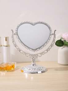 1pc Elegant European Style Double-Sided Makeup Mirror(Plastic Housing), Design And Decoration Craftsmanship, Desktop Love Double-Sided Makeup Mirror, Valentine'S Day Wedding, Birthday Party, Bathroom Accessories, Retro Decoration, Home Dressing Mirror, Room Decoration Aesthetics, Home Decor - Multicolor - View 22