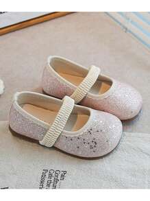 1 Pair Solid Color Elegant Sparkling Fashion Princess Flat Shoes For Girls - Pink - View 2
