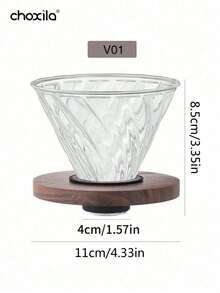choxila 1pc 600ml Size 02 Pour Over Coffee Set - Glass Carafe & Dripper With Wood Stand, Complete Brewing Kit For Home/Office/Gifting - Transparent - View 16