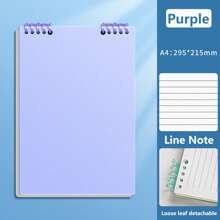 A5/B5/A4 Flip Up Loose-Leaf Notebook,60 Sheets,Detachable Horizontal Line Inner Page Notepad,Waterproof PP Cover,60 Pages,Office And School Supplies - Multicolor - View 28