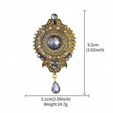 1 件优质水钻镶嵌复古宫廷风格锌合金胸针，时尚适合连衣裙、西装、背包、帽子，适合宴会、婚礼、派对、DIY 配饰学校