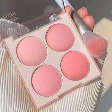 Paleta de colorete de 4 colores, paleta de maquillaje con iluminador mate color melocotón desnudo y contorno - Multicolor - Ver 2