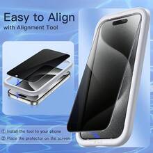 JETech Privacy Screen Protector For 15 Pro 6.1 Inch, Anti-Spy Tempered Glass Screen Protector With Easy Installation Frame, 2 Units - IPhone 15 Pro - View 5