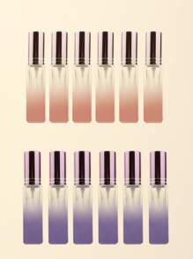 3pcs/6pcs/12pcs/18pcs 10ml Square Glass Refillable Makeup Toner Perfume Small Sample Transparent Fine Mist Spray Bottle, Black/Amber, With Funnel Atomizer, Rose Gold/Purple/Pink