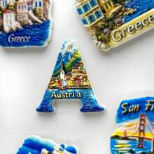 1pc Resin Refrigerator Magnet, Poland, Austria, Czech Landmarks Of Krakow, Hallstatt, Prague, Travel Souvenir, Home Decor Magnets For Bedroom, Kitchen, Wall, Creative Gift