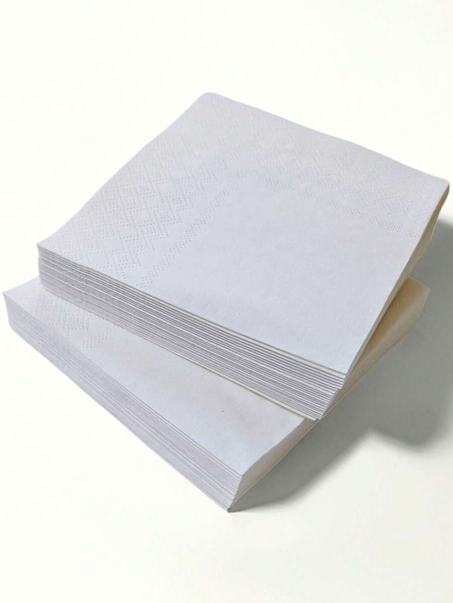 20/40/100/150 قطعة مناديل ورقية بطبقتين بيضاء سادة، مناديل ورقية للمشروبات قابلة للتخلص منها مطوية أربع طبقات بمقاس 4.9 بوصة * 4.9 بوصة للحفلات والاستخدام اليومي